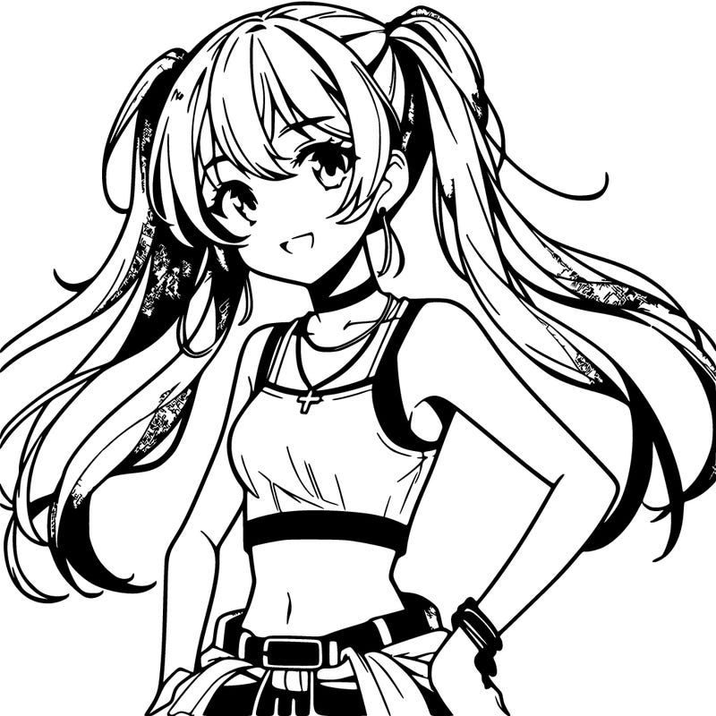 anime girl wearing crop top