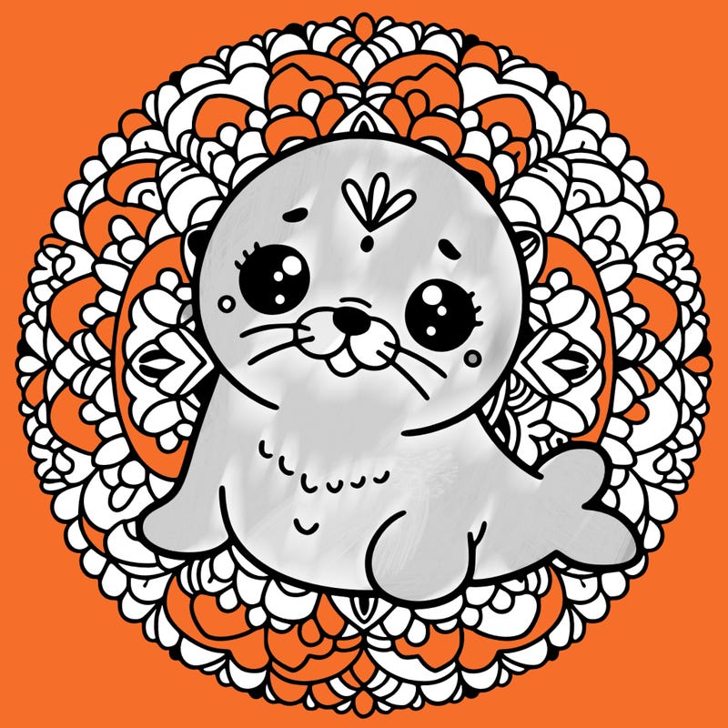 a cute baby seal mandala