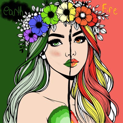 realistic woman with flowers crown