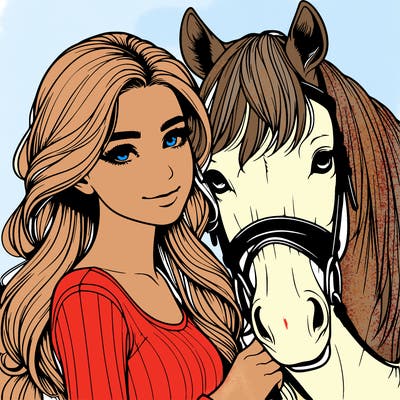 realistic girl with horse