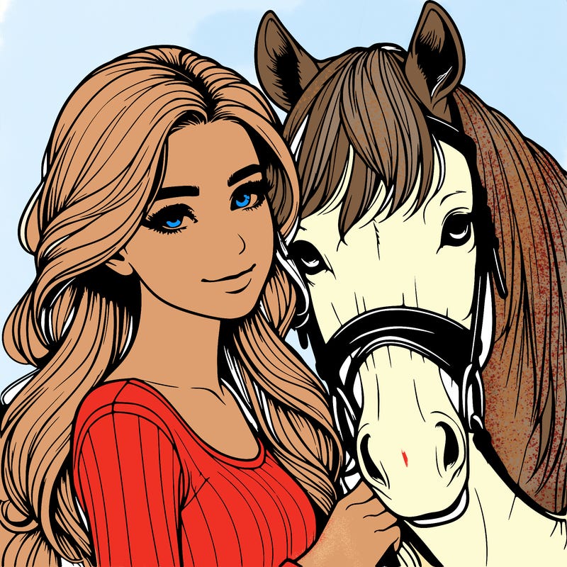 realistic girl with horse