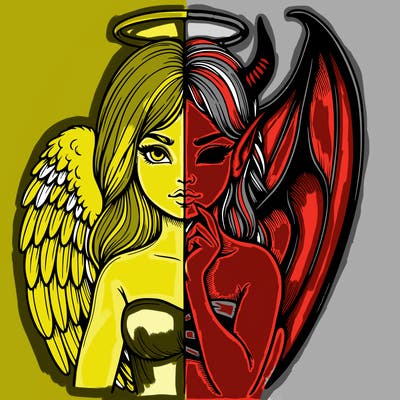 realistic angel half demon