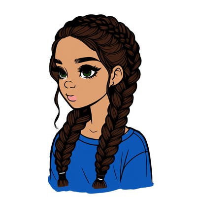 realistic girl with braids