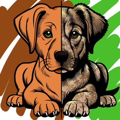 realistic dog split picture
