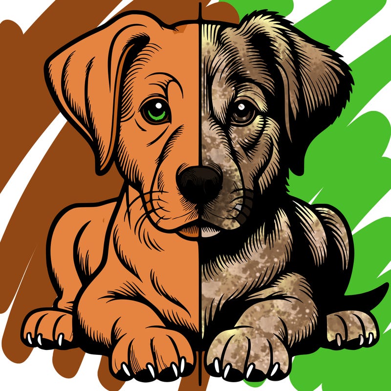 realistic dog split picture