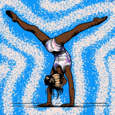 realistic gymnastic hand stand girl in four splits
