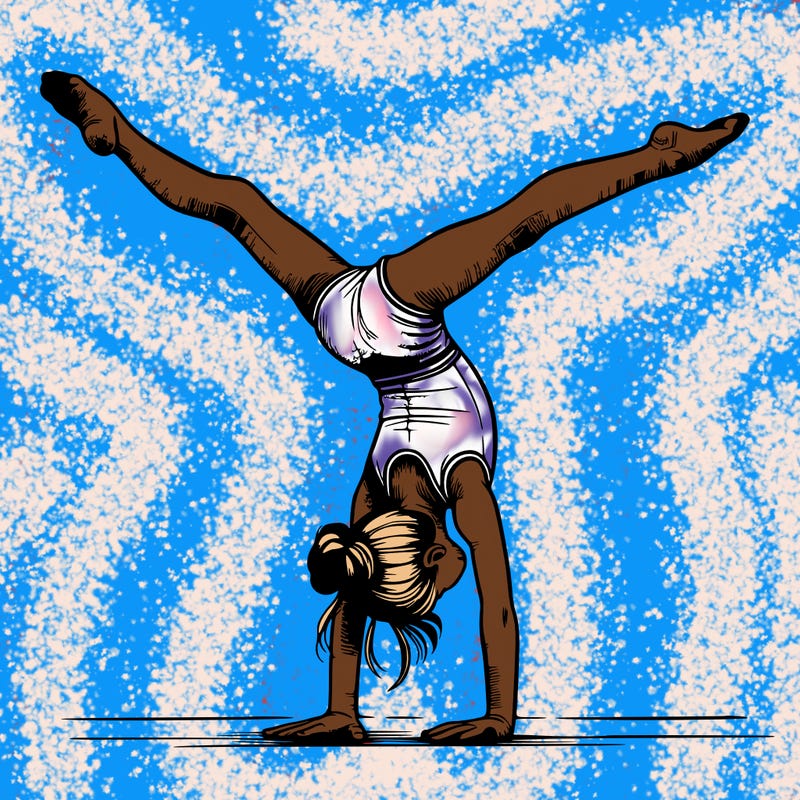 realistic gymnastic hand stand girl in four splits