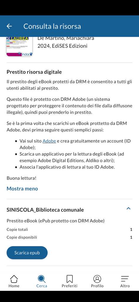 BiblioSar - BiblioSar app interface for digital book loans featuring download instructions and library availability