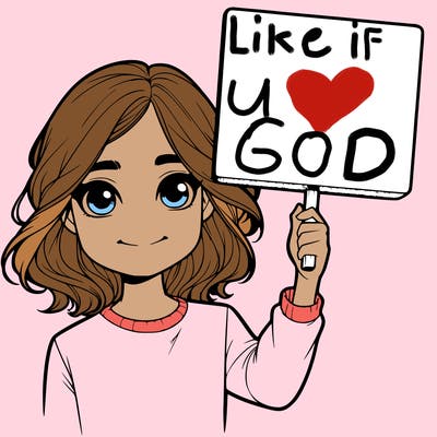 realistic girl holding up a sign
