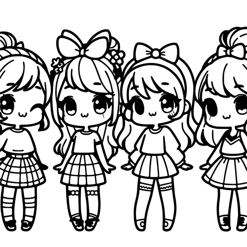 4 cute kawaii girls