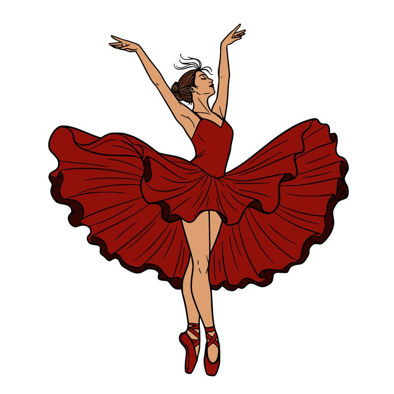 a delicate ballerina with her costume in motion.