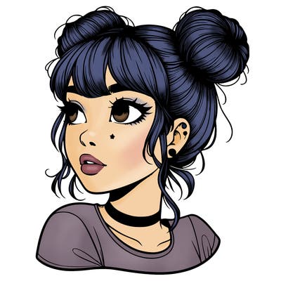 realistic girl with spacebuns