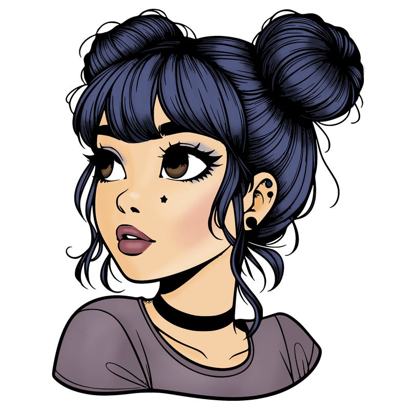 realistic girl with spacebuns