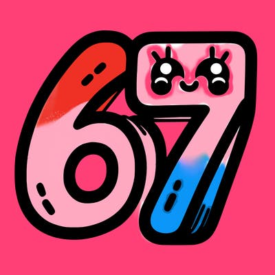 the numbers 67