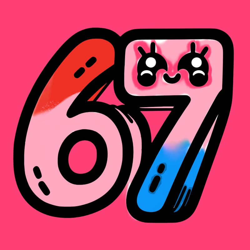 the numbers 67