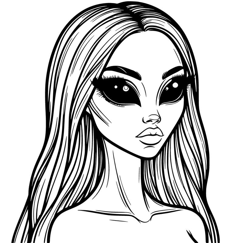 realistic beautiful mysterious alien woman