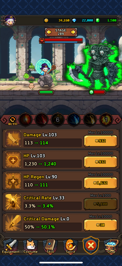 Dragon Slayer IDLE RPG - Dragon Slayer IDLE RPG gameplay showing pixel art boss battle and character stat upgrade menu