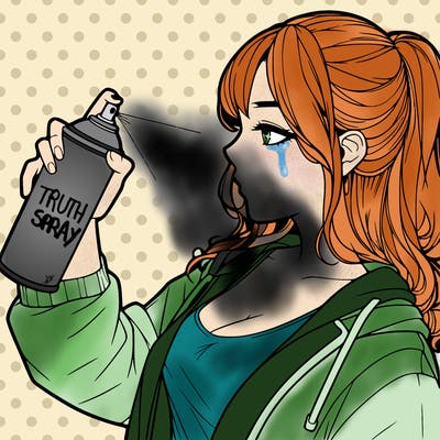 a realistic girl spray, painting
