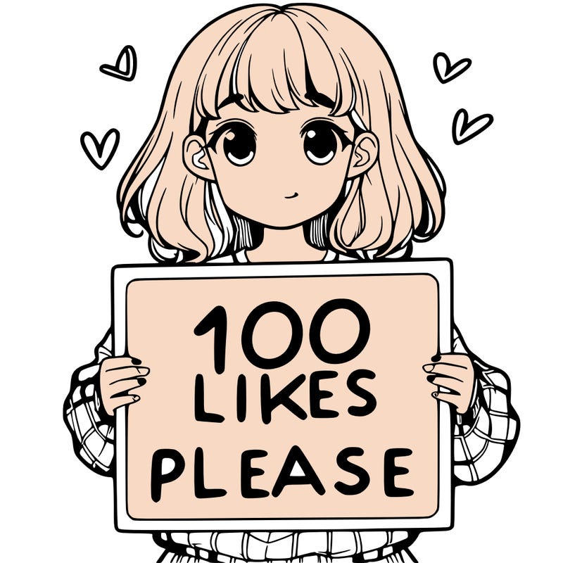 a girl holding a sign saying 100 likes please