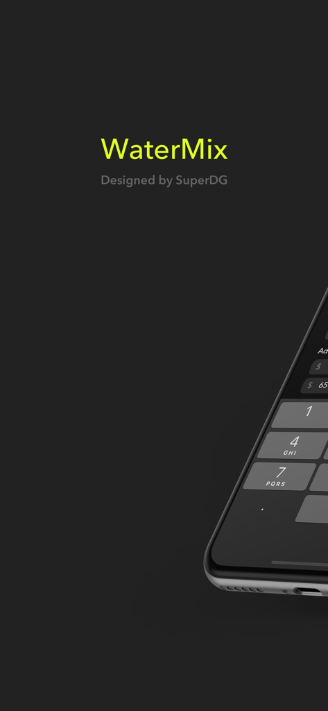 WaterMix Pro - scale trading - WaterMix Pro app intro screen with logo and a smartphone showing a stock trading calculator