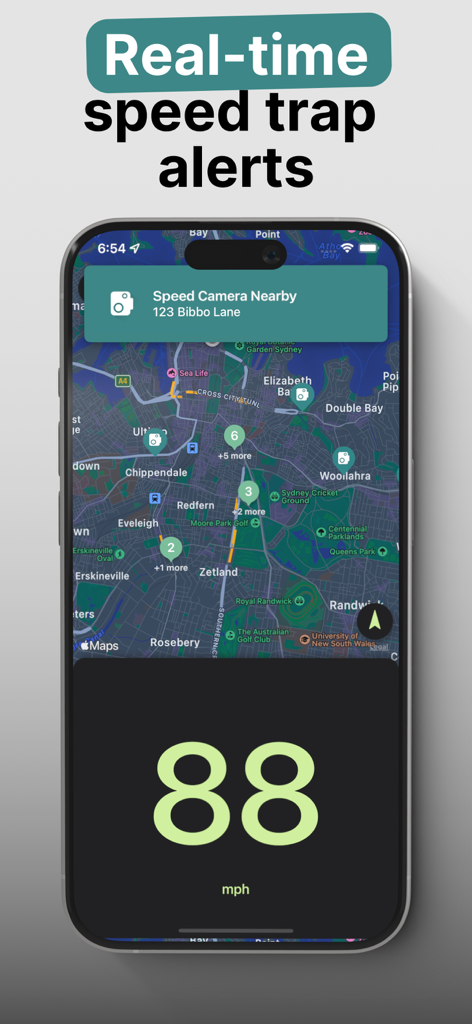 GPS Speedometer HUD - GPSスピードメーターHUDアプリのインターフェースがリアルタイム速度トラップアラートとデジタル毎時マイル表示を表示