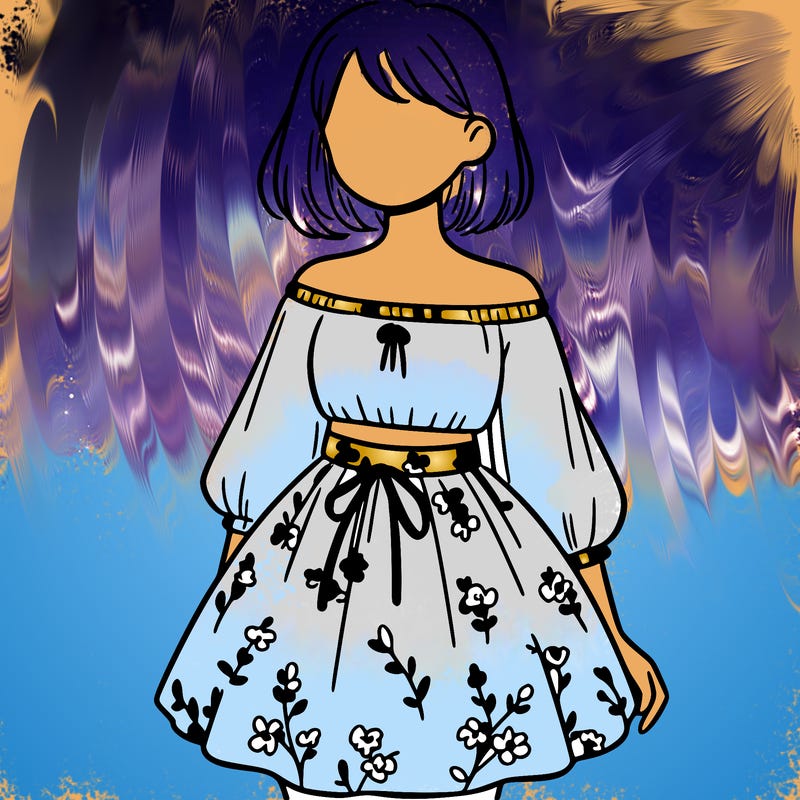 a girl in a short skirt and a tube top