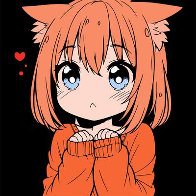 shy anime catgirl