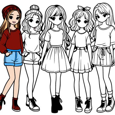 a group of five girls