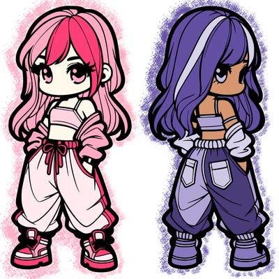 girl in crop top and baggy pants