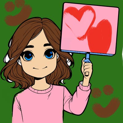 realistic girl holding up a sign