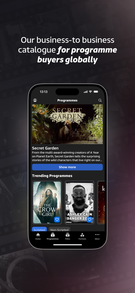 ITV Studios: Watch Anywhere - ITV Studios B2B programme catalogue on a mobile device screen