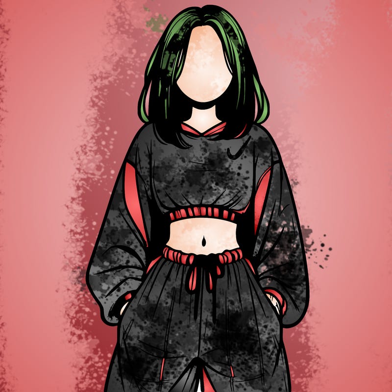 realistic girl faceless with baggy pants and a crop top