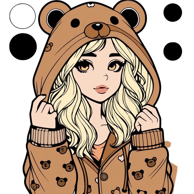 realistic girl in a animal pjs hoodie