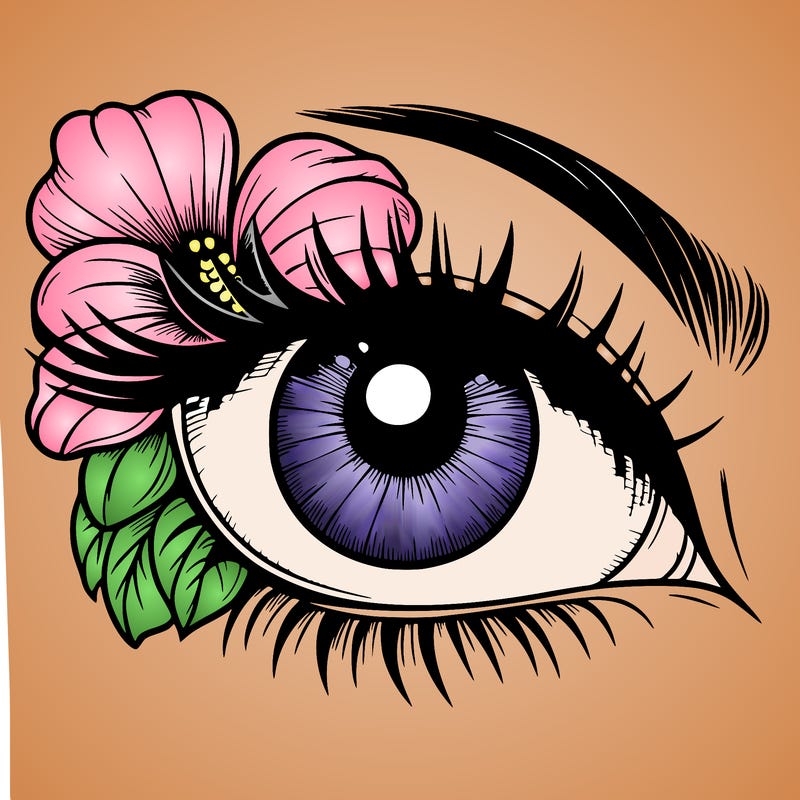 realistic eye with flower