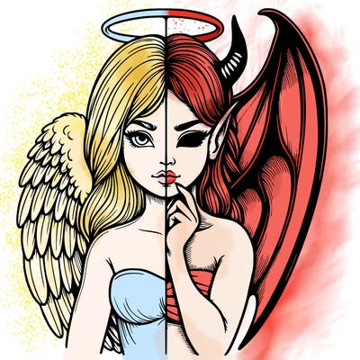 realistic angel half demon