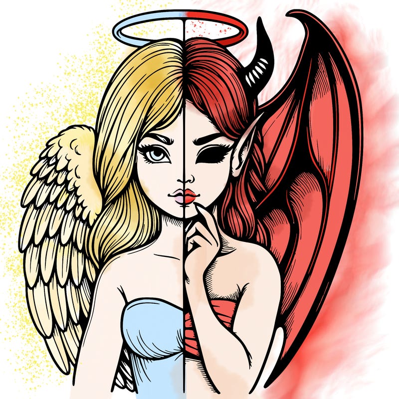 realistic angel half demon