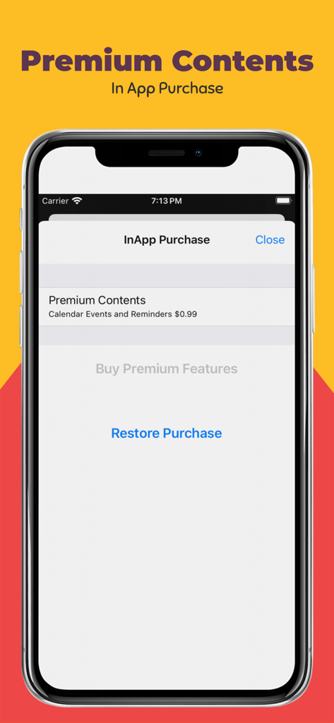 Expiry Date Checkerr - Pantalla de compra dentro de la aplicación que muestra funciones premium para la aplicación móvil Expiry Date Checker