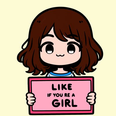 a cute girl holding a sign that says like if you’re a girl