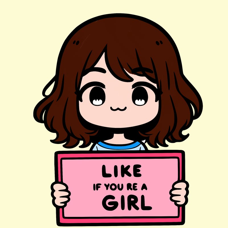 a cute girl holding a sign that says like if you’re a girl