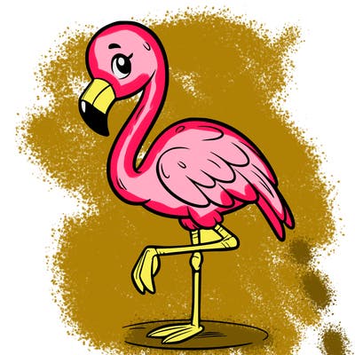 a simple flamingo standing on one leg