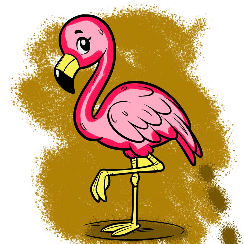 a simple flamingo standing on one leg