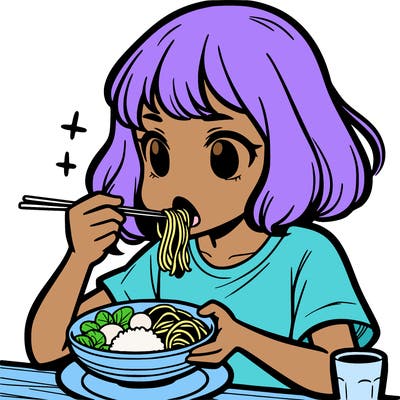 a girl eating food