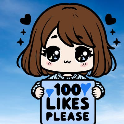 cute girl holding a sign saying 100 likes please
