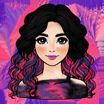 realistic girl with wavy hair