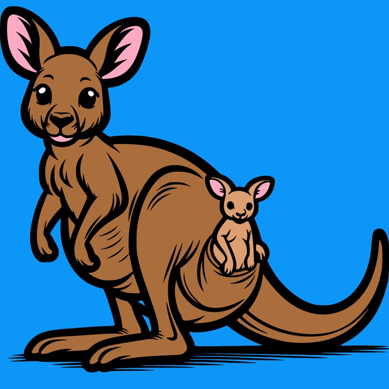 a kangaroo with a joey in its pouch