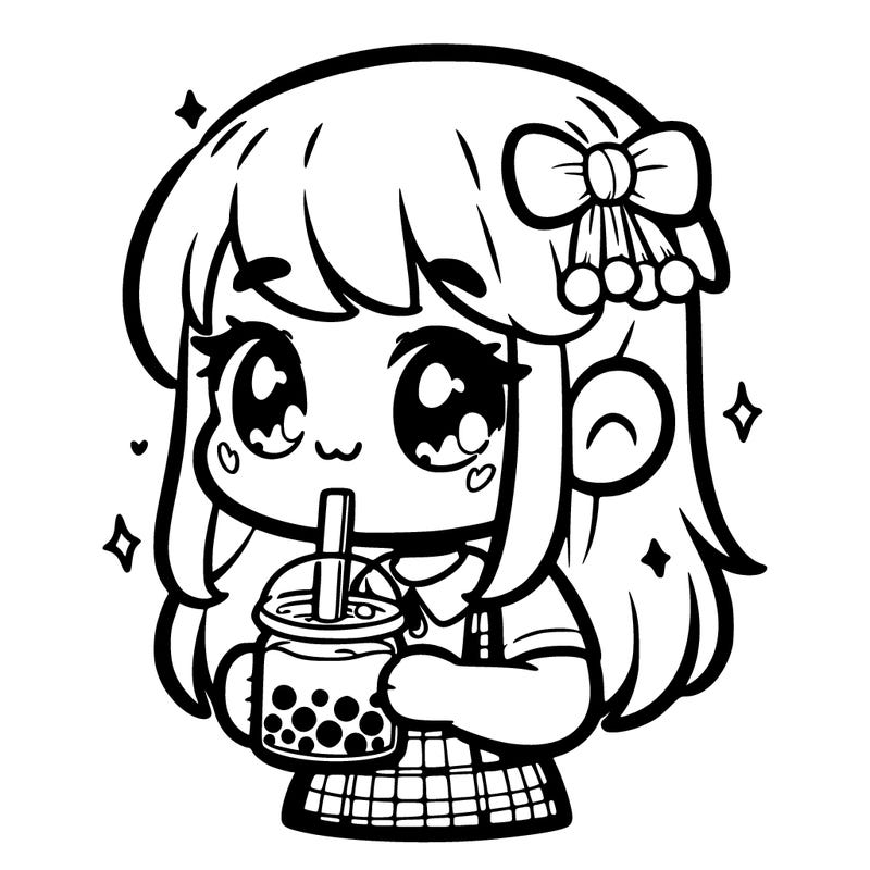 a cute girl drinking boba