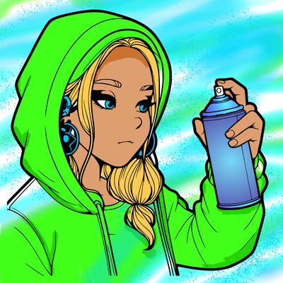 a realistic girl, spray painting