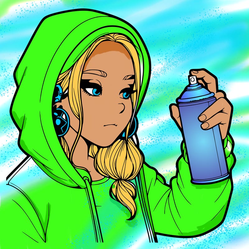 a realistic girl, spray painting