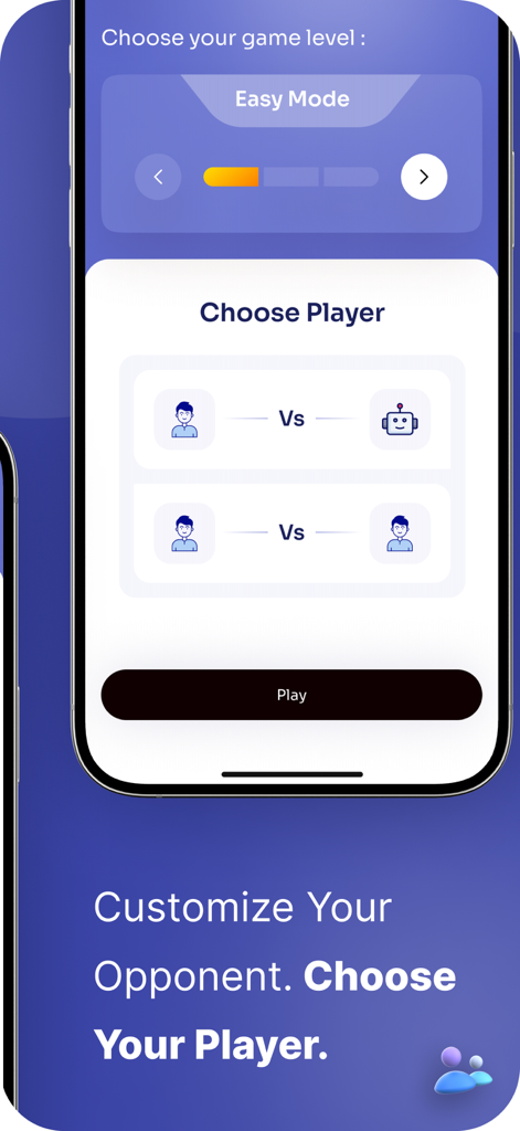 Sudoku & Tic Tac: Puzzle Games - Mobile game screen for choosing difficulty level and player mode.
