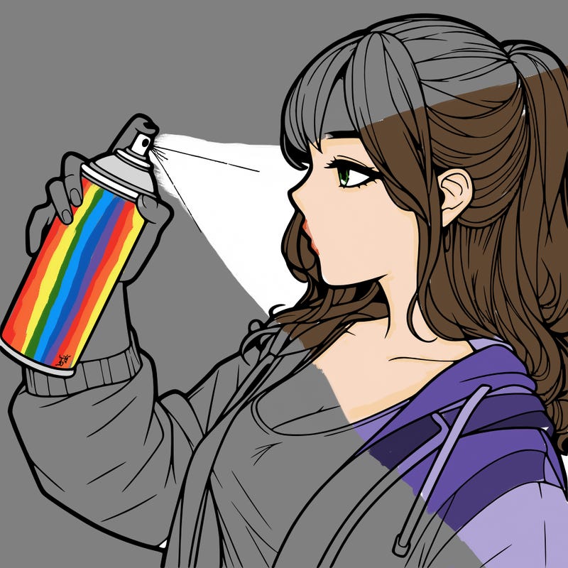 a realistic girl spray, painting